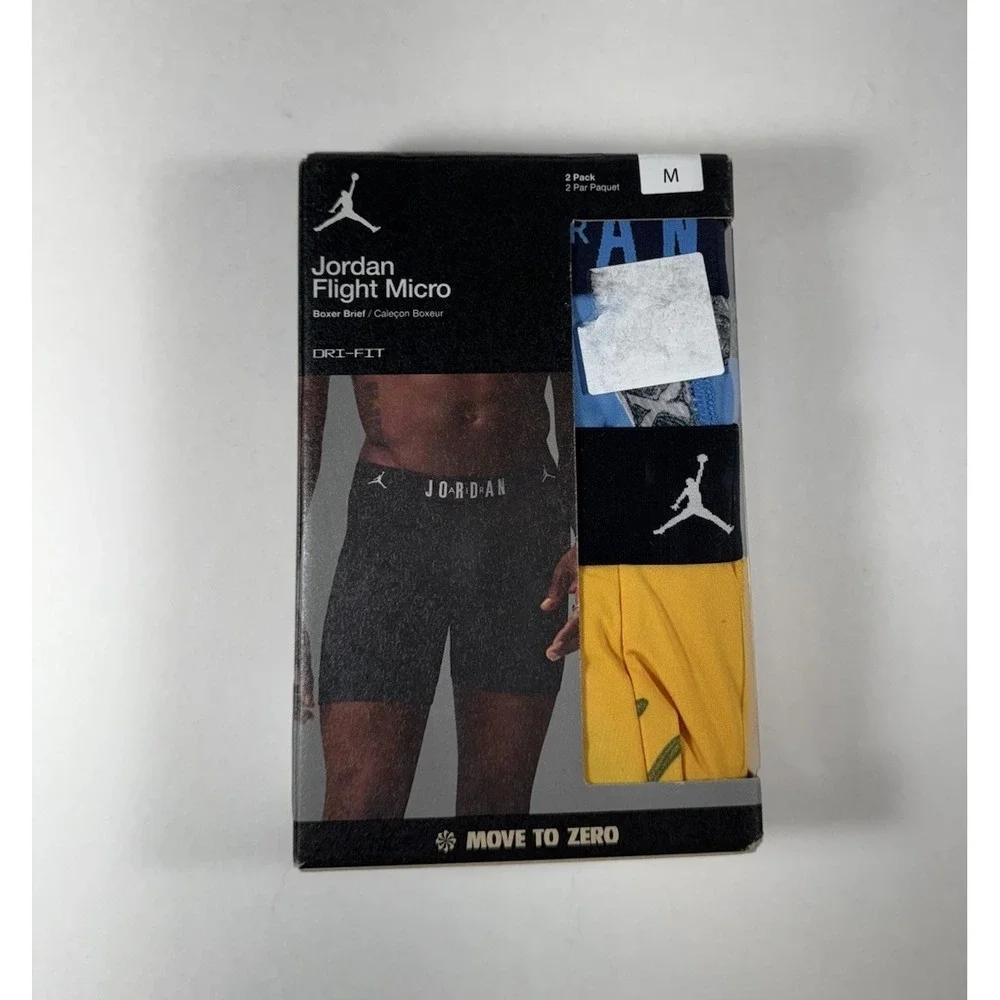JORDAN Flight Micro Dri-Fit Boxer Briefs 2 Pack Blue Yellow‎ Men's M (32-34) NEW